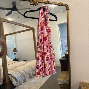 Floral Halter Dress in Pink and Red